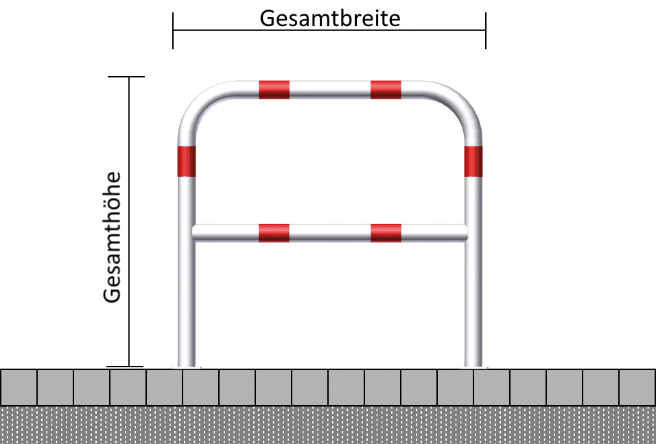 Rundbügel aus Stahlrohr Ø 60 x 2,5 mm mit Querholm für Dübelbefestigung