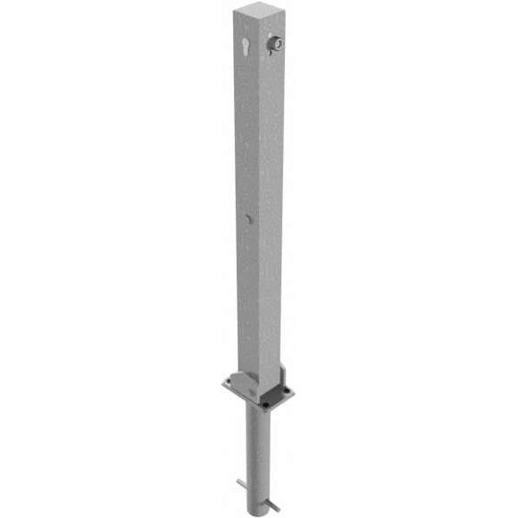 Absperrpfosten 70 x 70 mm umlegbar mit Profilzylinderschloss