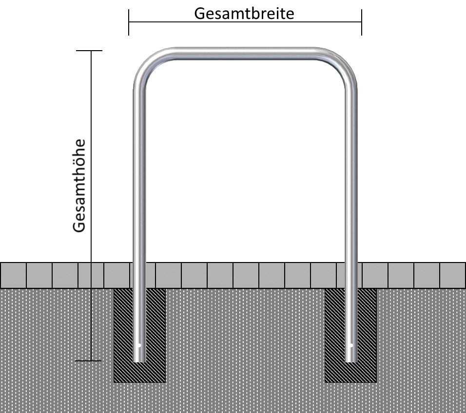 Rohrbügel aus Stahlrohr Ø 60 x 2,5 mm ohne Querholm zum Einbetonieren