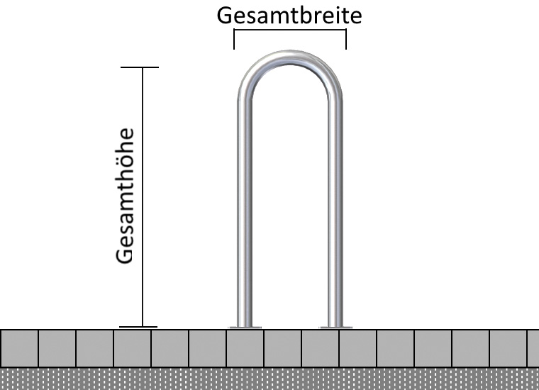 Universalbügel aus Stahlrohr Ø 76 x 2,6 mm für Dübelbefestigung