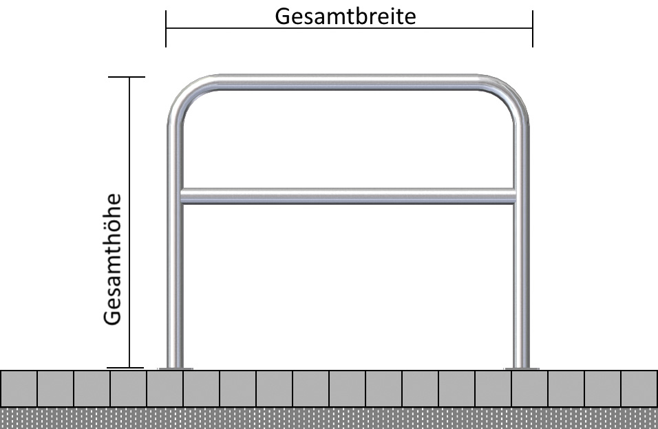 Rohrbügel aus Stahlrohr Ø 48 x 2,5 mm mit Querholm für Dübelbefestigung