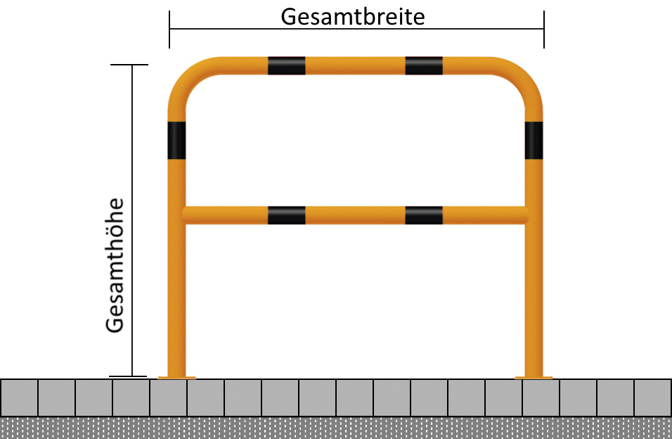 Rohrbügel aus Stahlrohr Ø 48 x 2,5 mm mit Querholm für Dübelbefestigung