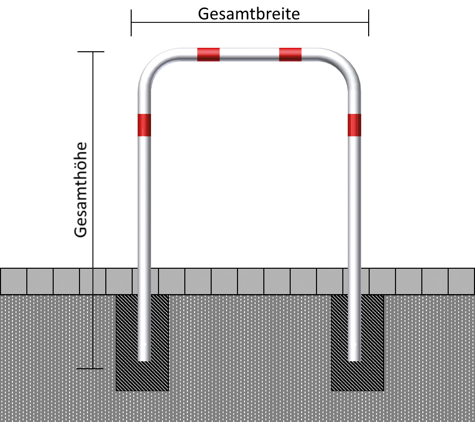 Rohrbügel aus Stahlrohr Ø 60 x 2,5 mm ohne Querholm zum Einbetonieren