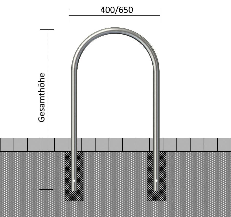 Edelstahlbügel Ø 48 mm zum Einbetonieren