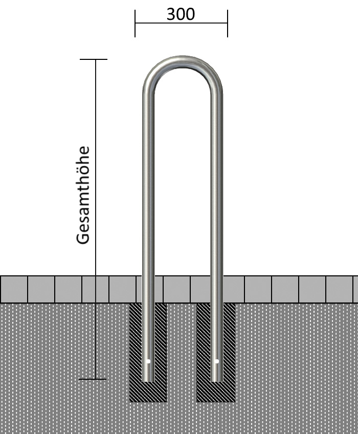 Edelstahlbügel Ø 48 mm zum Einbetonieren