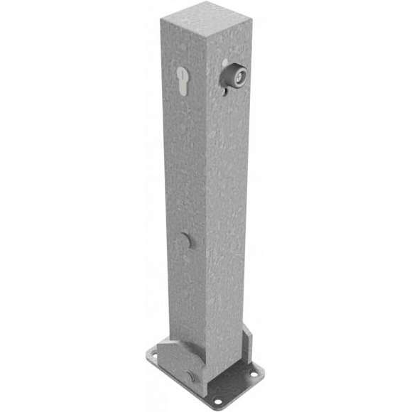 Absperrpfosten 70 x 70 mm umlegbar mit Profilzylinderschloss 500 mm Überflur