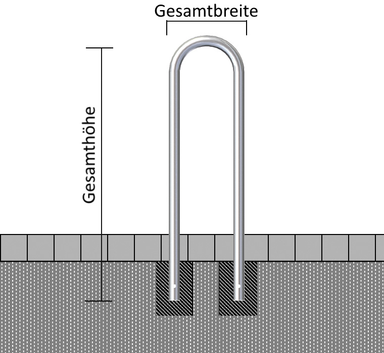Universalbügel aus Stahlrohr Ø 76 x 2,6 mm zum Einbetonieren