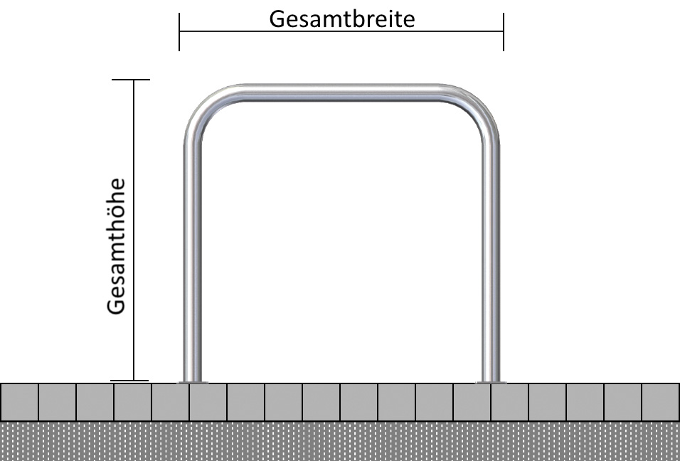 Rohrbügel aus Stahlrohr Ø 60 x 2,5 mm ohne Querholm für Dübelbefestigung