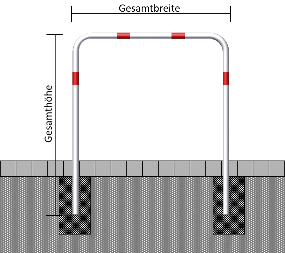 Rohrbügel aus Stahlrohr Ø 48 x 2,5 mm ohne Querholm zum Einbetonieren