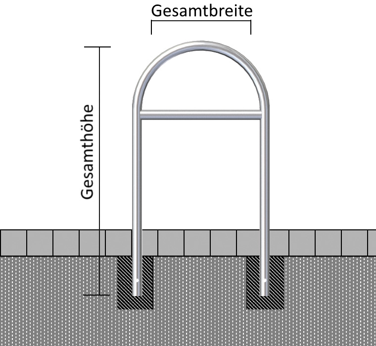 Rohrbügel aus Stahlrohr Ø 48 x 2,5 mm ohne Querholm zum Einbetonieren