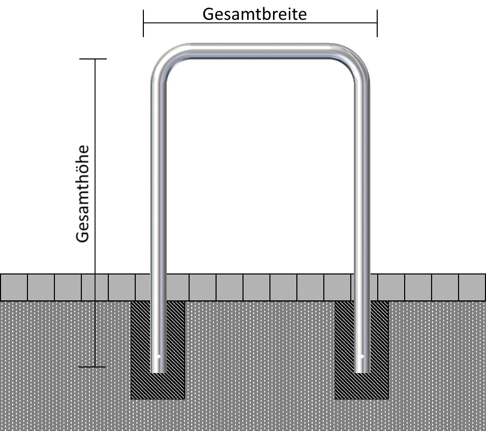 Abweisebügel Ø 76 x 2,6 mm ohne Querholm zum Einbetonieren