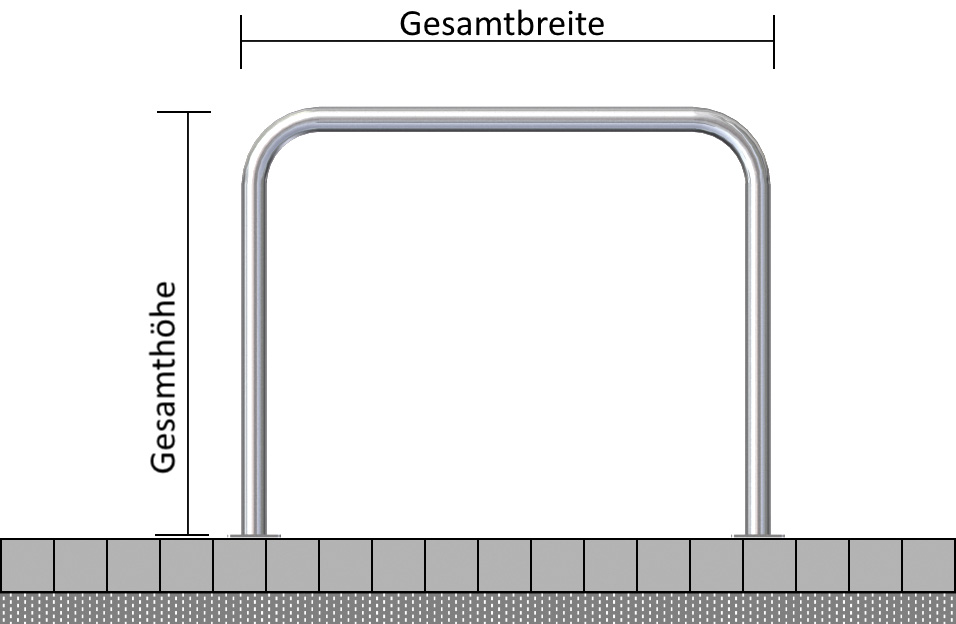 Rohrbügel aus Stahlrohr Ø 48 x 2,5 mm ohne Querholm für Dübelbefestigung