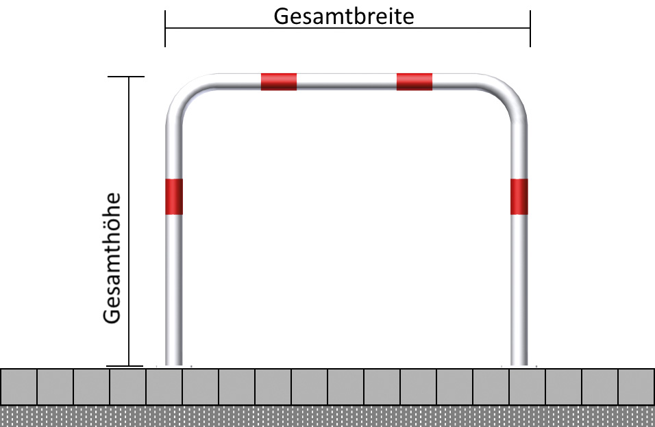 Rohrbügel aus Stahlrohr Ø 48 x 2,5 mm ohne Querholm für Dübelbefestigung