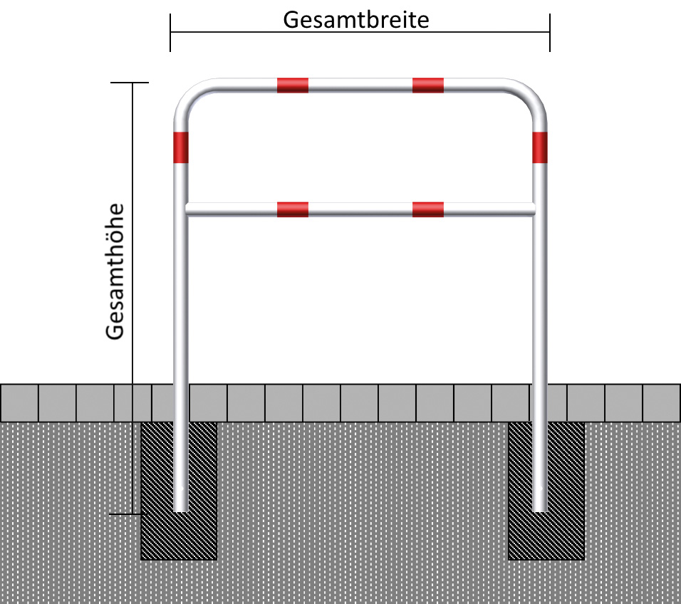 Rohrbügel aus Stahlrohr Ø 48 x 2,5 mm mit Querholm zum Einbetonieren