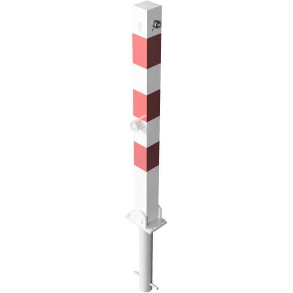 Absperrpfosten 70 x 70 mm umlegbar mit Profilzylinderschloss  und Dreikantverschluss