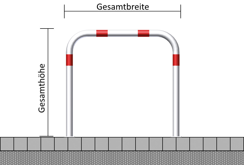 Rohrbügel aus Stahlrohr Ø 60 x 2,5 mm ohne Querholm für Dübelbefestigung