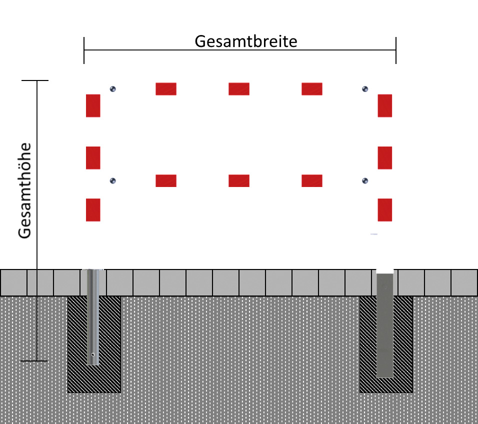 Wegesperren mit Dreikantverschluss schwenkbar mit Ober- und Knieholm