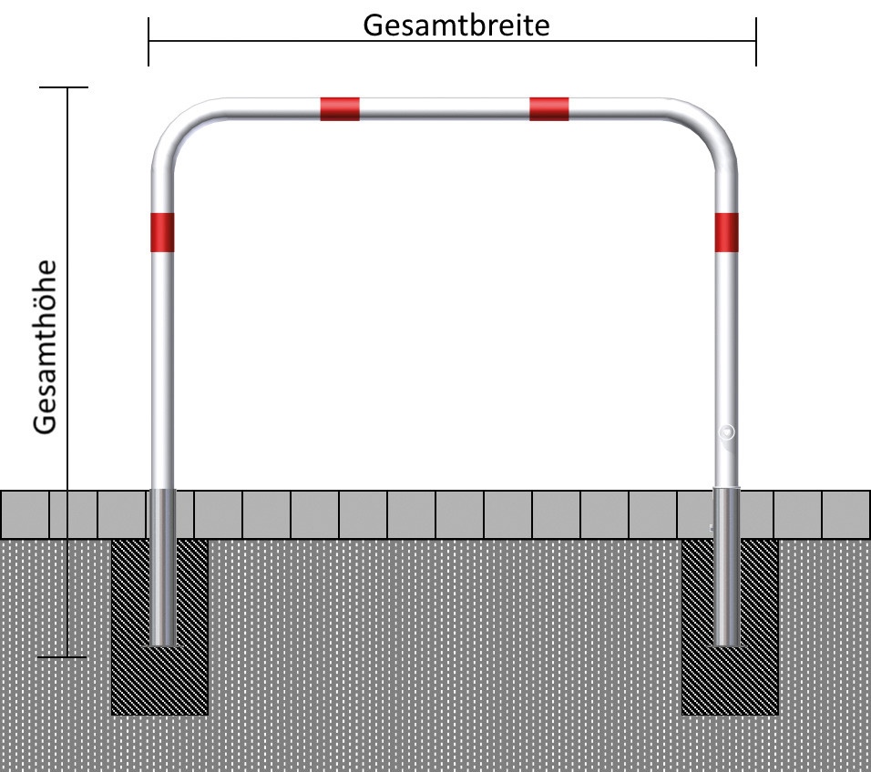 Rohrbügel aus Stahlrohr Ø 60 x 2,5 mm ohne Querholm zum Einbetonieren