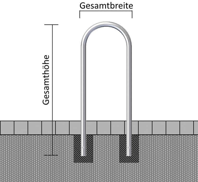 Rundbügel aus Stahlrohr Ø 48 mm x 2,5 mm für Dübelbefestigung