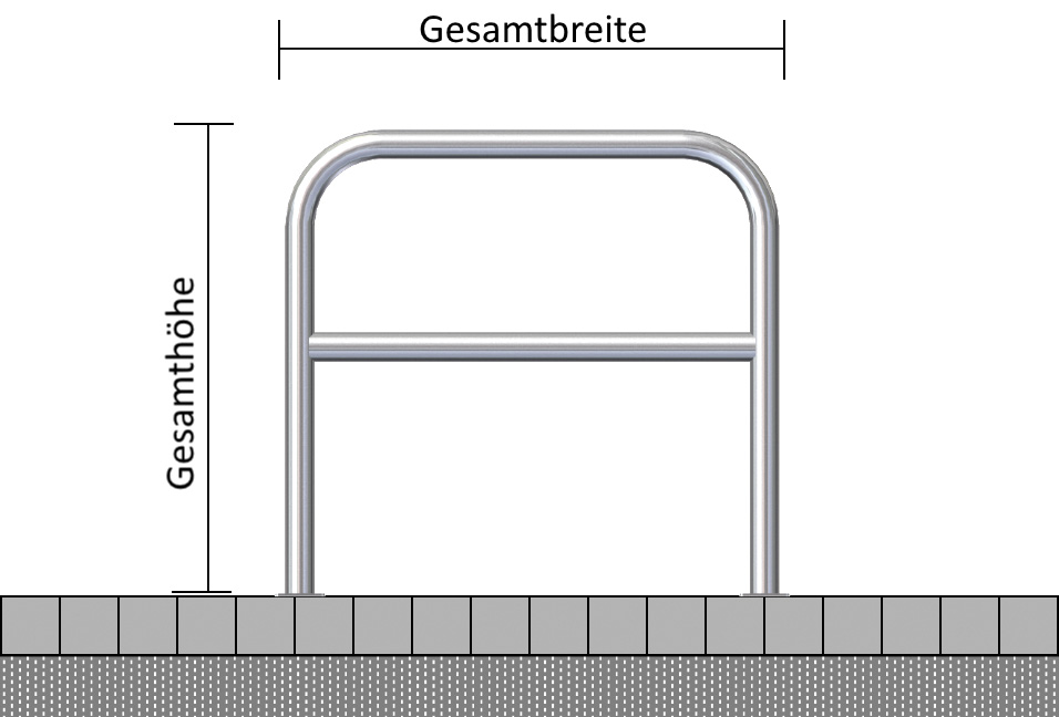 Rundbügel aus Stahlrohr Ø 60 x 2,5 mm mit Querholm für Dübelbefestigung