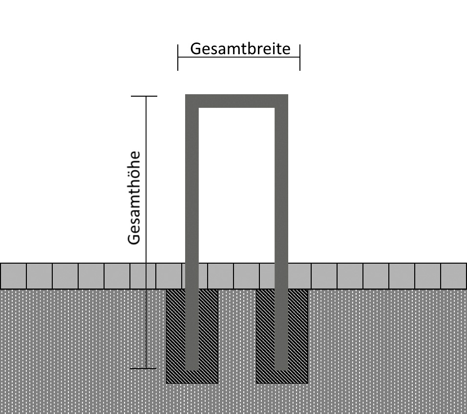 Anlehnbügel aus Stahlrohr Rechteckrohr 60 x 60 mm