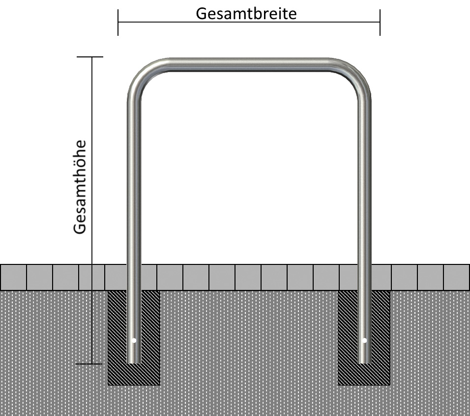 Edelstahlbügel Ø 48 mm zum Einbetonieren