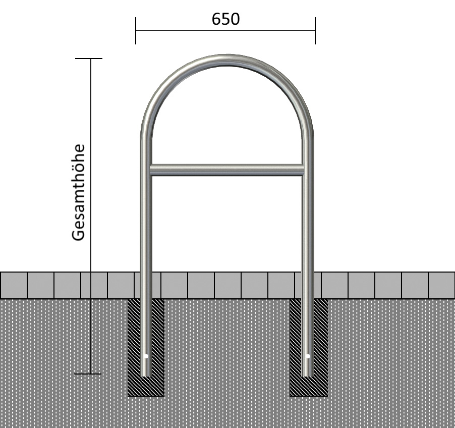 Edelstahlbügel Ø 48 mm zum Einbetonieren
