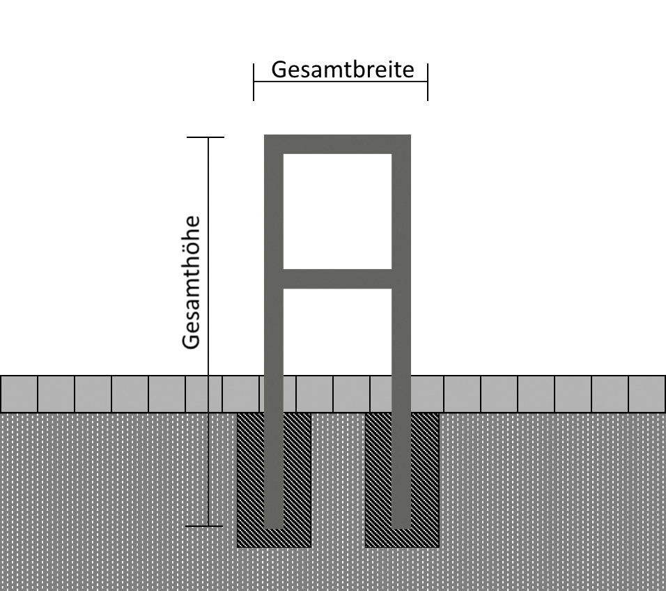 Anlehnbügel aus Stahlrohr Rechteckrohr 60 x 60 mm