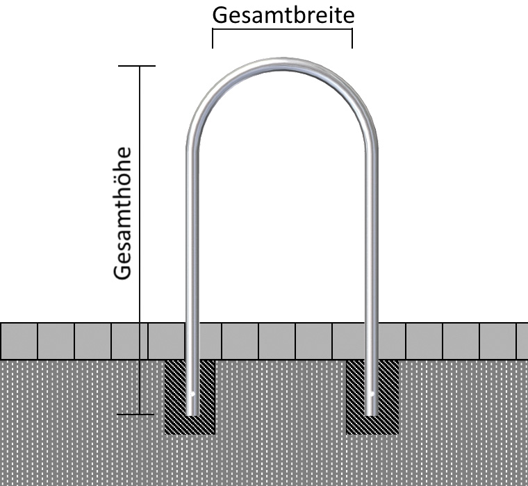 Rohrbügel aus Stahlrohr Ø 48 x 2,5 mm ohne Querholm zum Einbetonieren