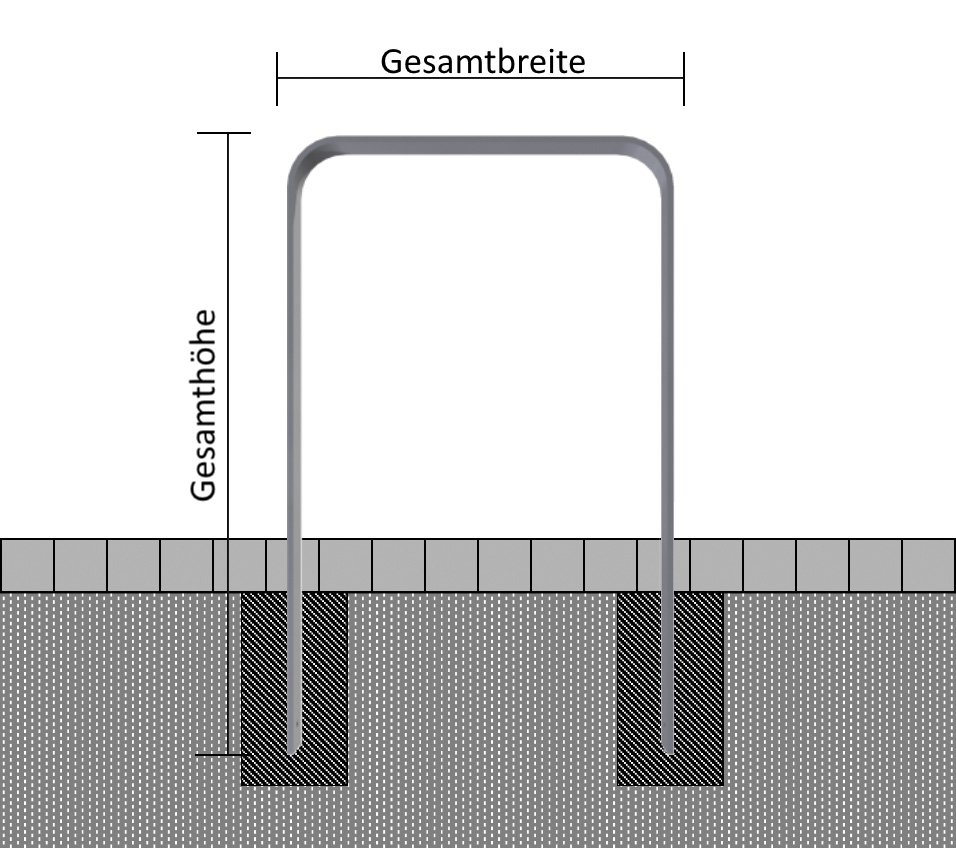 Anlehnbügel aus Flachstahl 80 x 12 mm in gebogener Ausführung