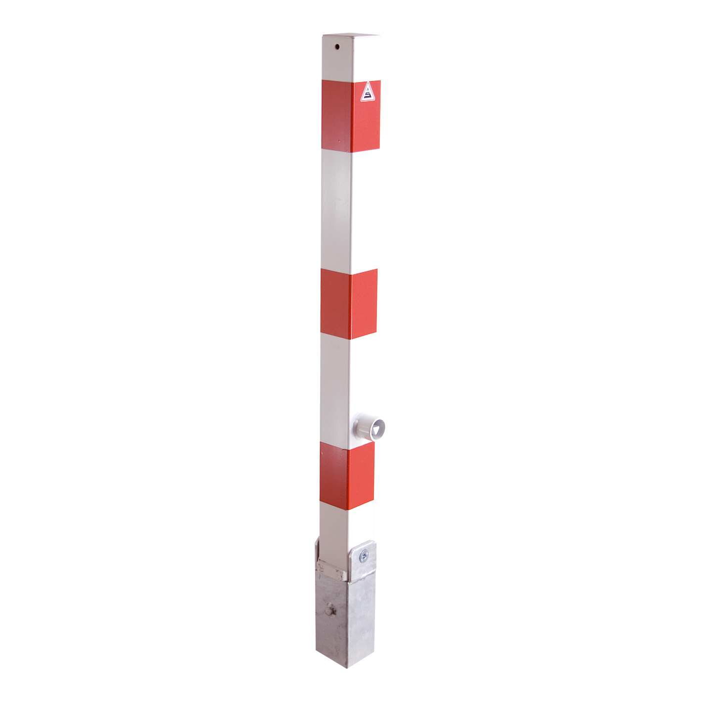 Absperrpfosten 70 x 70 mm umlegbar mit Dreikantverschluss mit Hebe- Kippmechanik