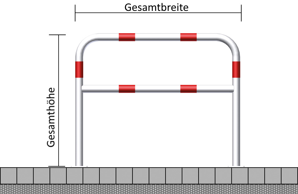 Rohrbügel aus Stahlrohr Ø 48 x 2,5 mm mit Querholm für Dübelbefestigung